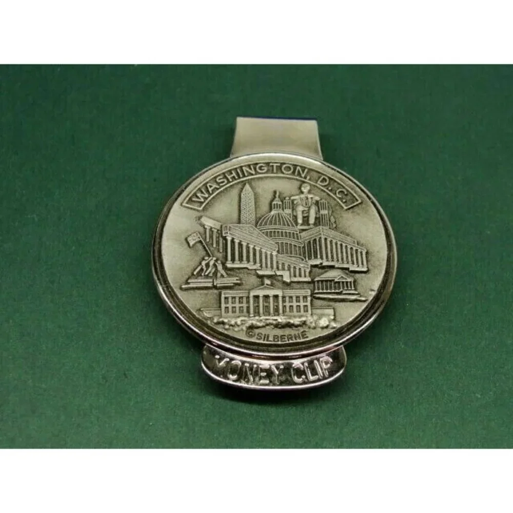 Washington DC Silberne Money Clip Vintage Pewter White House Capitol Cash Holder
